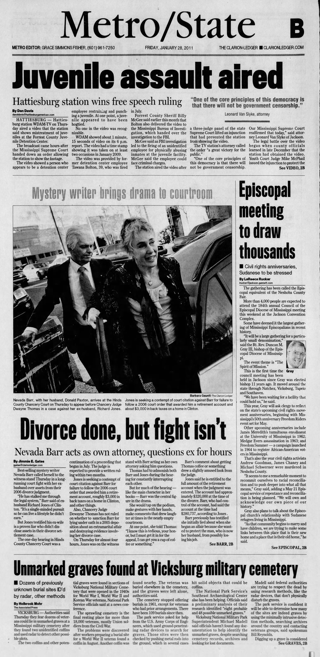 A picture of a newspaper article about a church meeting.