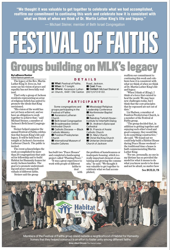 A picture of a newspaper article about the Festival of Faiths.