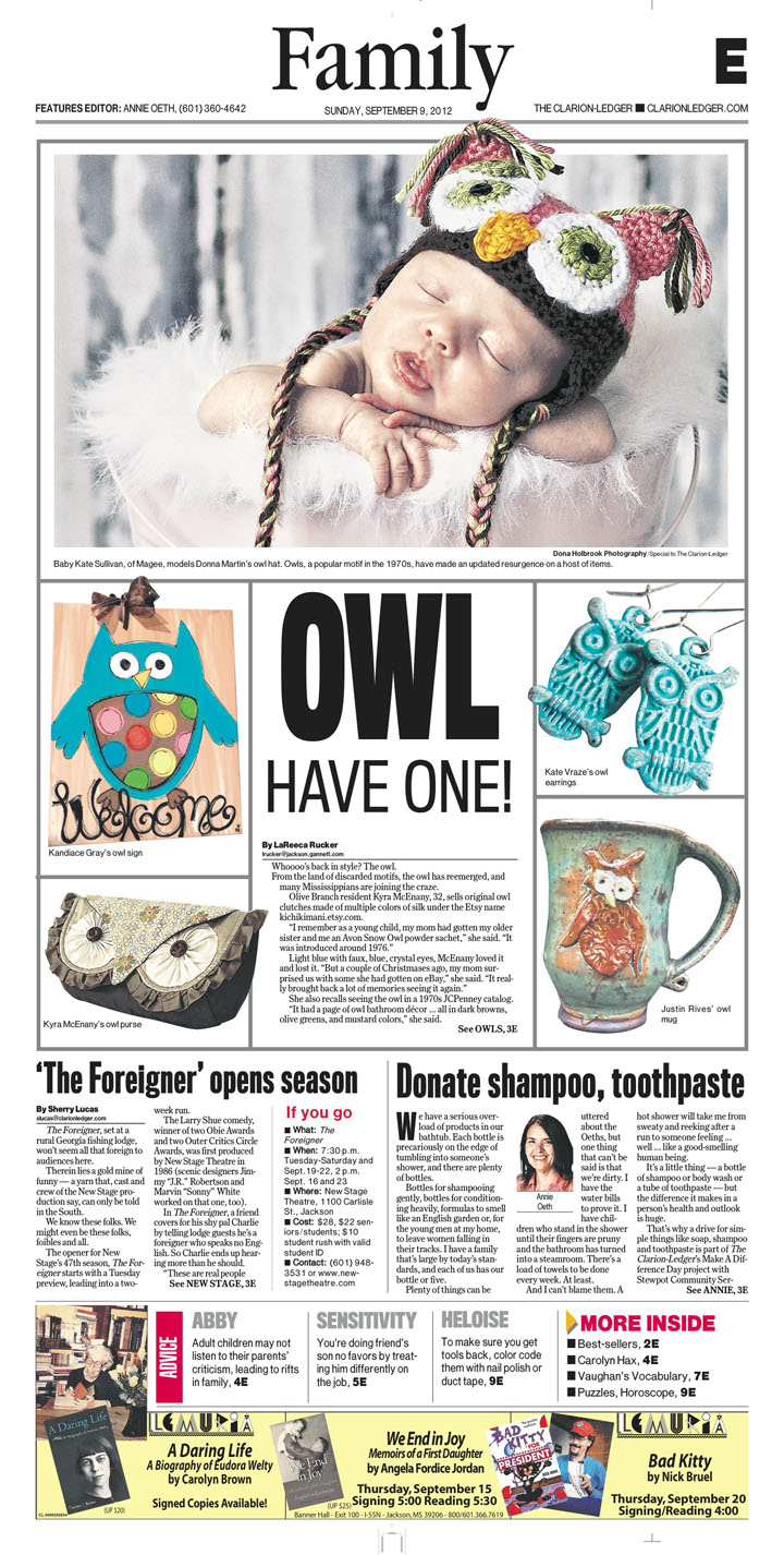This is a picture of a newspaper page with a story about owls.