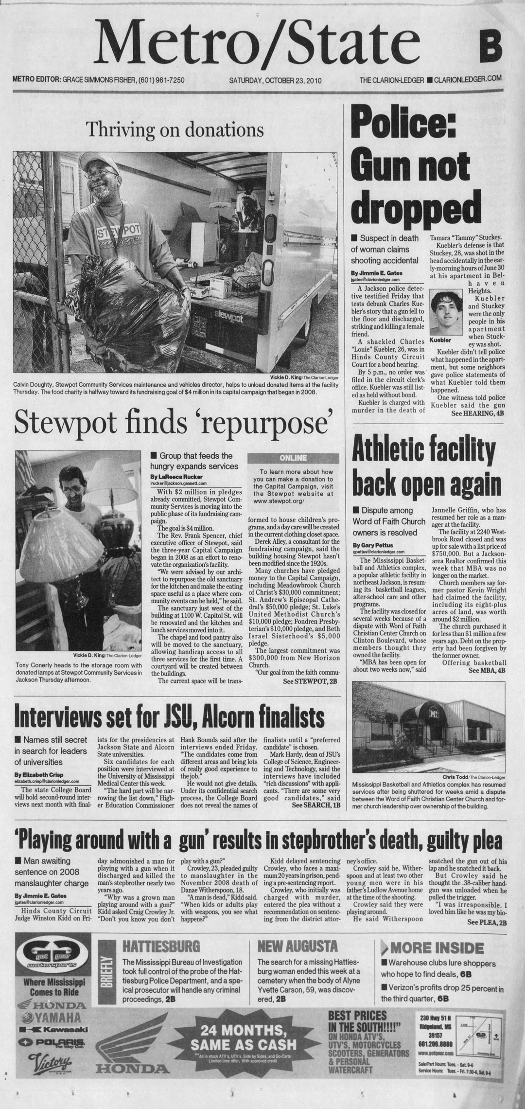 A picture of a newspaper article about an organization that provides food for the needy.